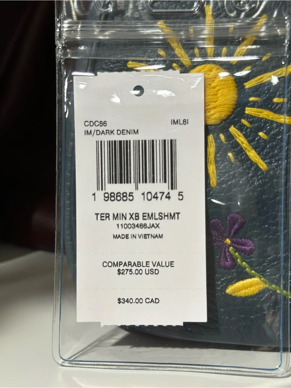 Coach Teri with embroidery in dark denim - NWT